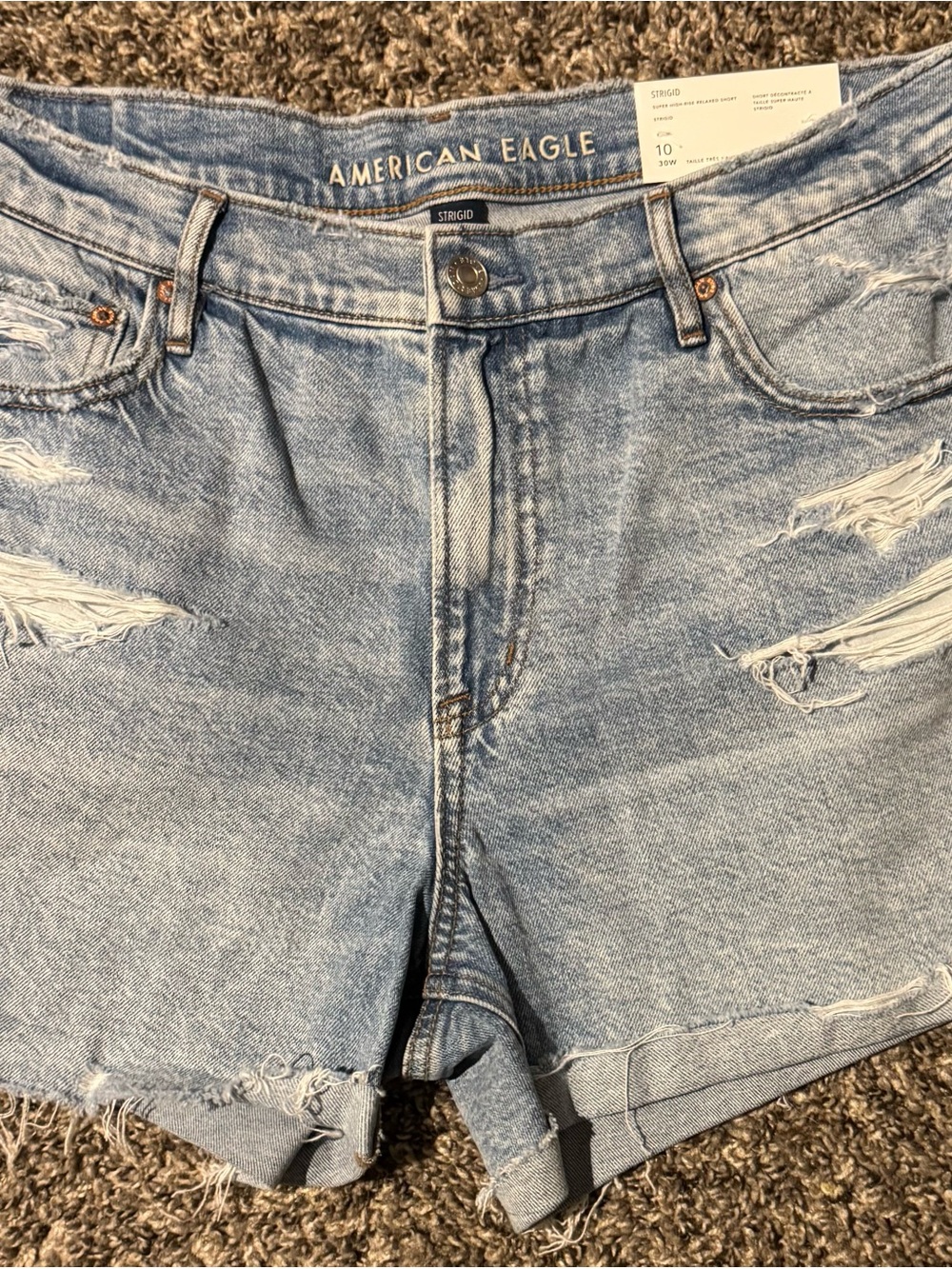 American Eagle Outfitters Light Wash Distressed Denim Shorts